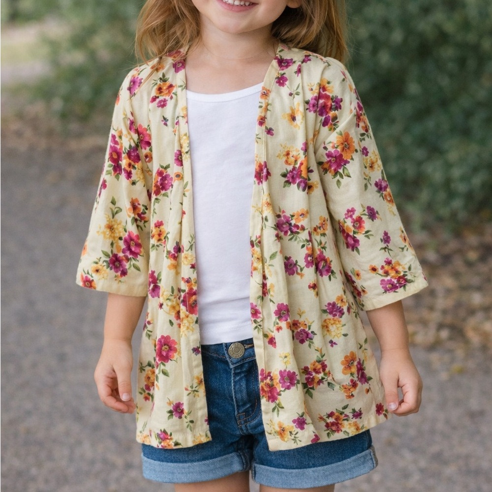 Handmade/Small Shop Floral Kids Kimono Handmade size 2/3t. Great Condition